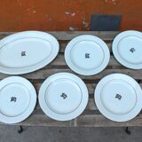 5 plates and dish Terre de fer Fleurette model