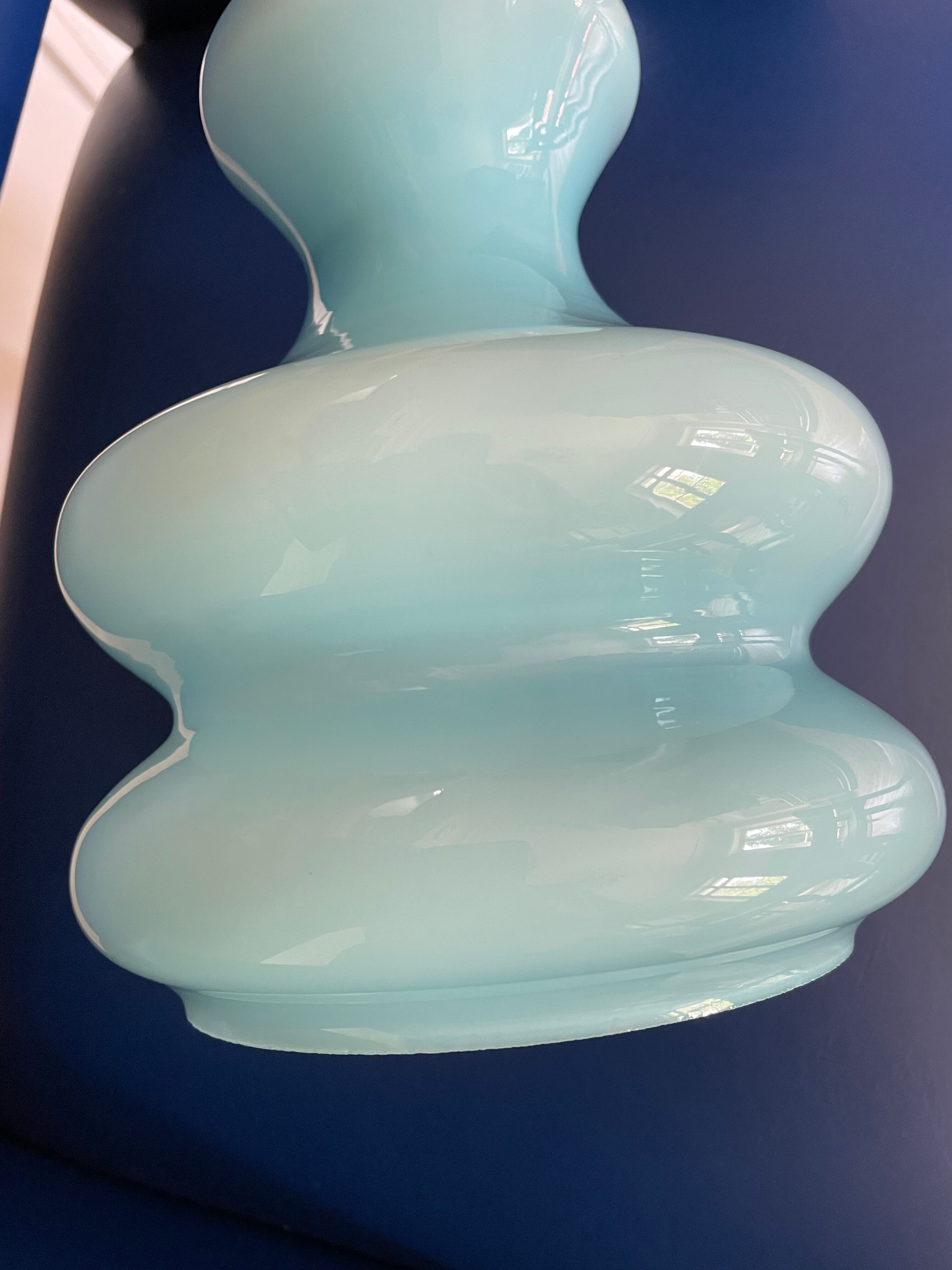 Vintage pendant lamp in blue opaline