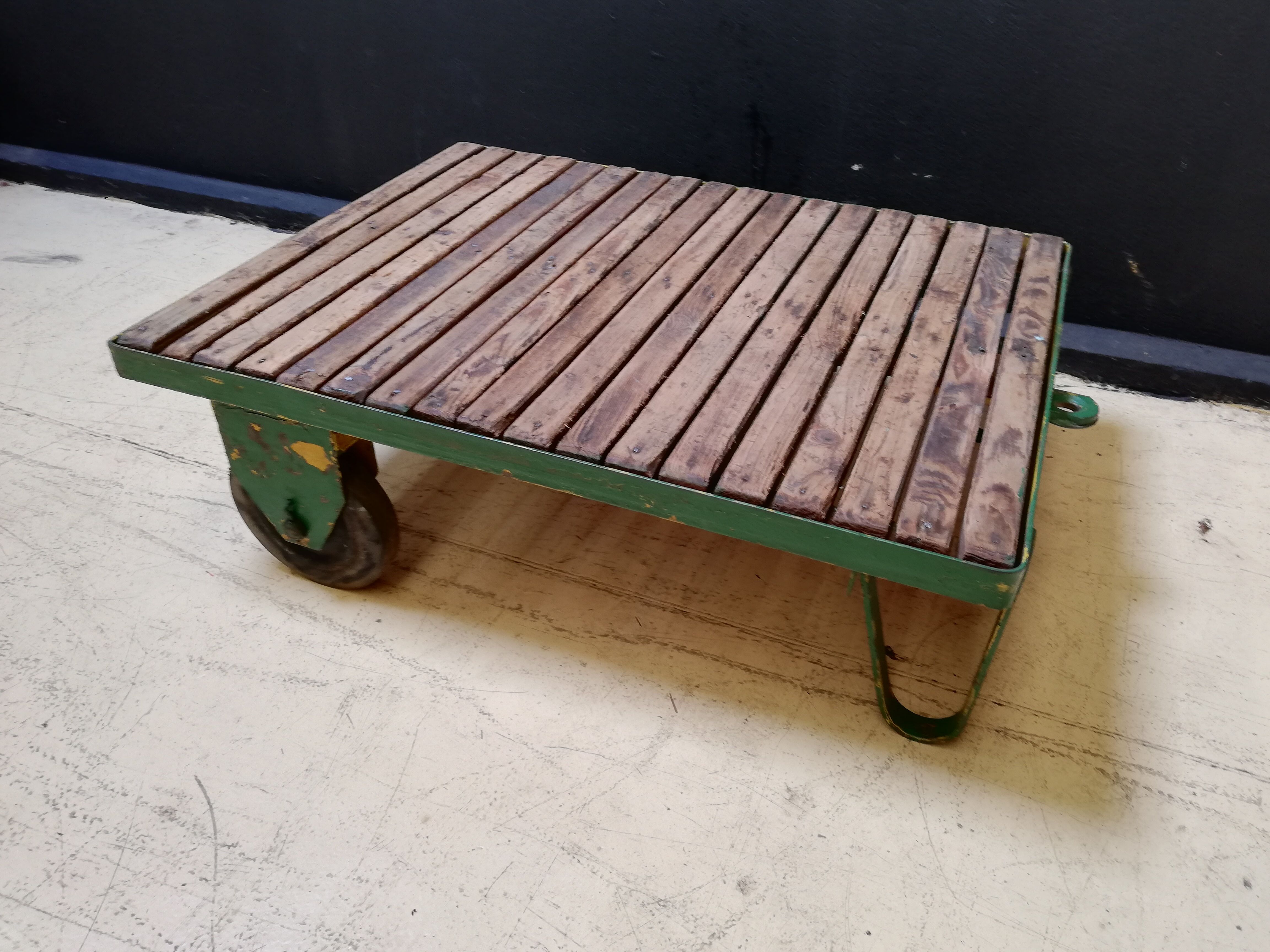 Coffee table, industrial trolley