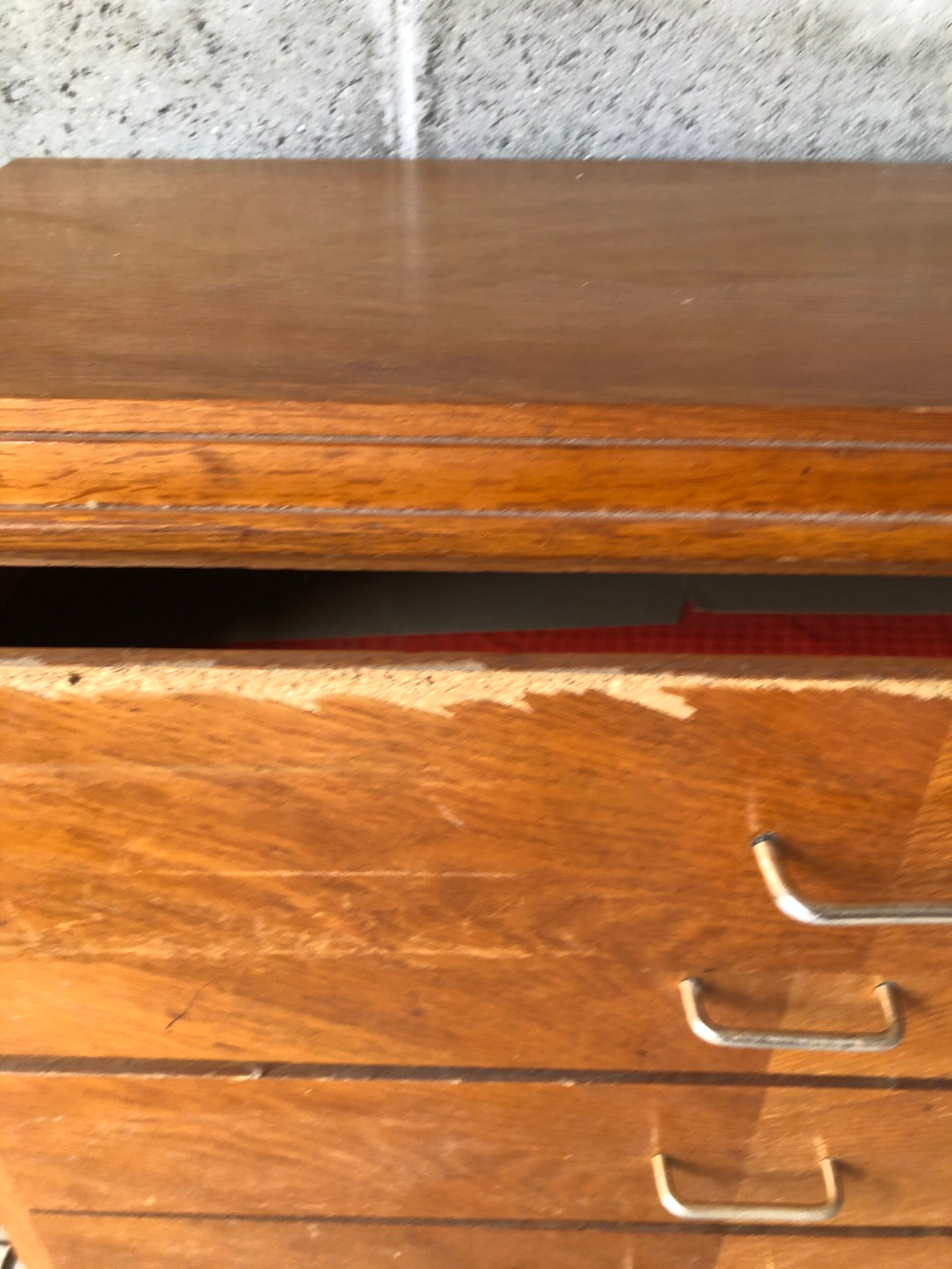 Vintage chest of drawers light oak compass feet