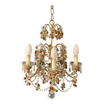 Two-tone crystal cage chandelier from the 1900s