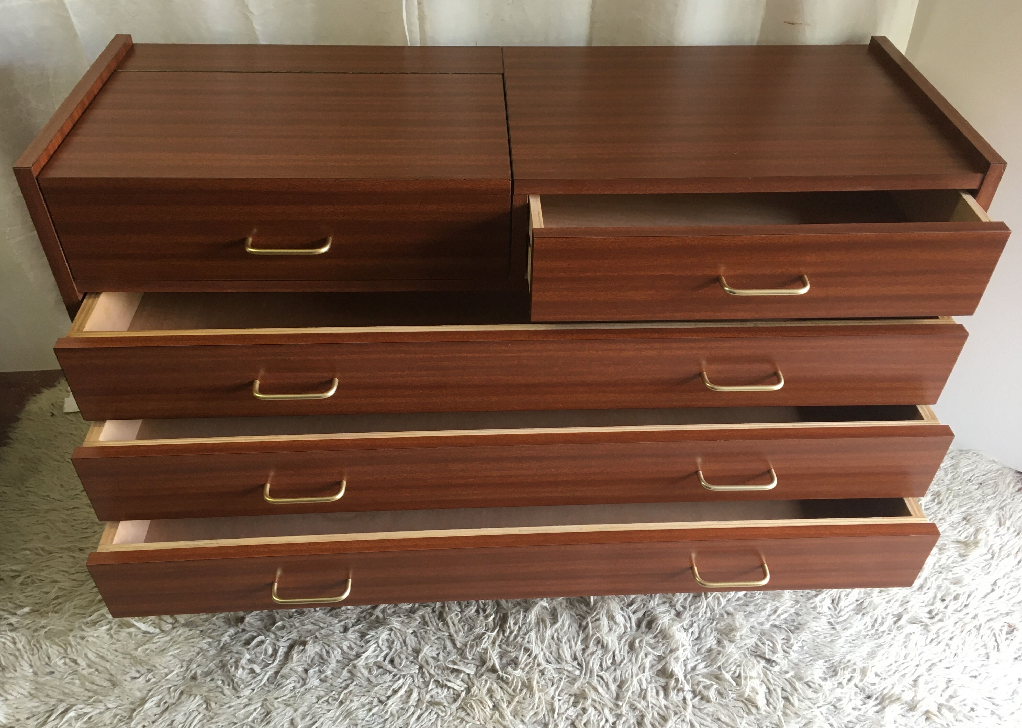 Commode coiffeuse style moderniste années 70