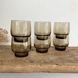 6 Luminarc smoked glass tumblers