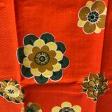 Nappe ronde et 7 serviettes seventies années 70