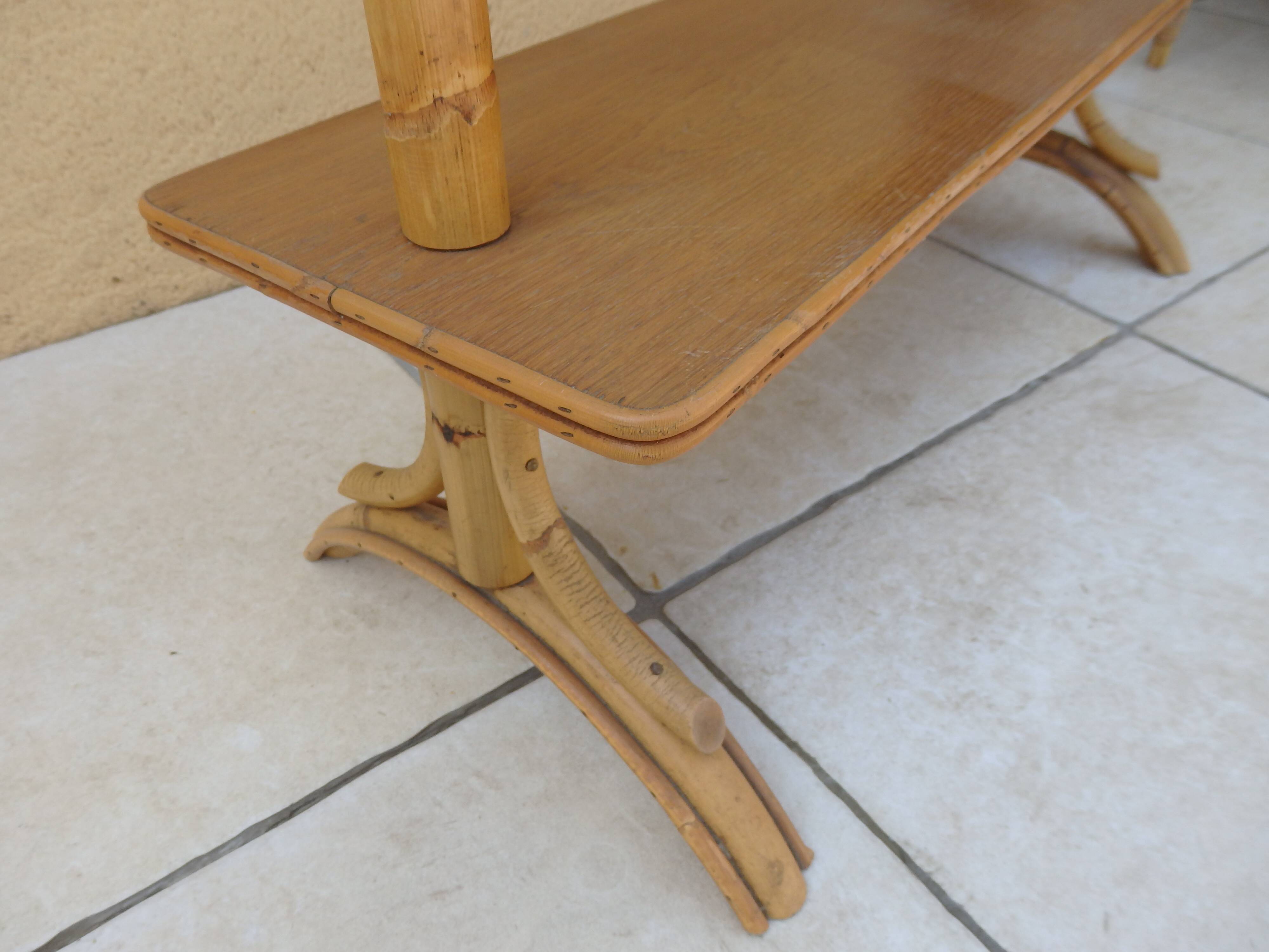 Vintage rattan shelf on feet