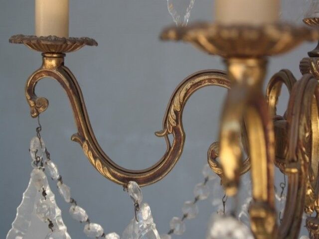 Gilded tassels time 1900 bronze chandelier
