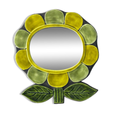 Mithé ESPELT (1923-2020) Anemone model mirror in polychrome enameled ceramic