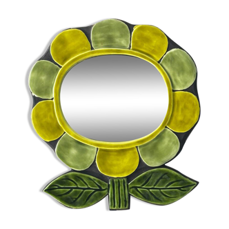 Mithé ESPELT (1923-2020) Miroir modèle Anemone en céramique émaillé polychr