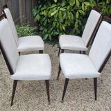 Set of 4 Vintage Mid-Century Modern Chairs with Tapered Legs and Metal Sabers -