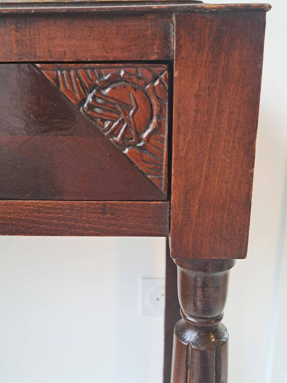 Art Deco Wooden and Marble Console Table