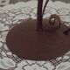 Vintage French Brown Metal Goose Neck Lamp With Textured Glass Shade