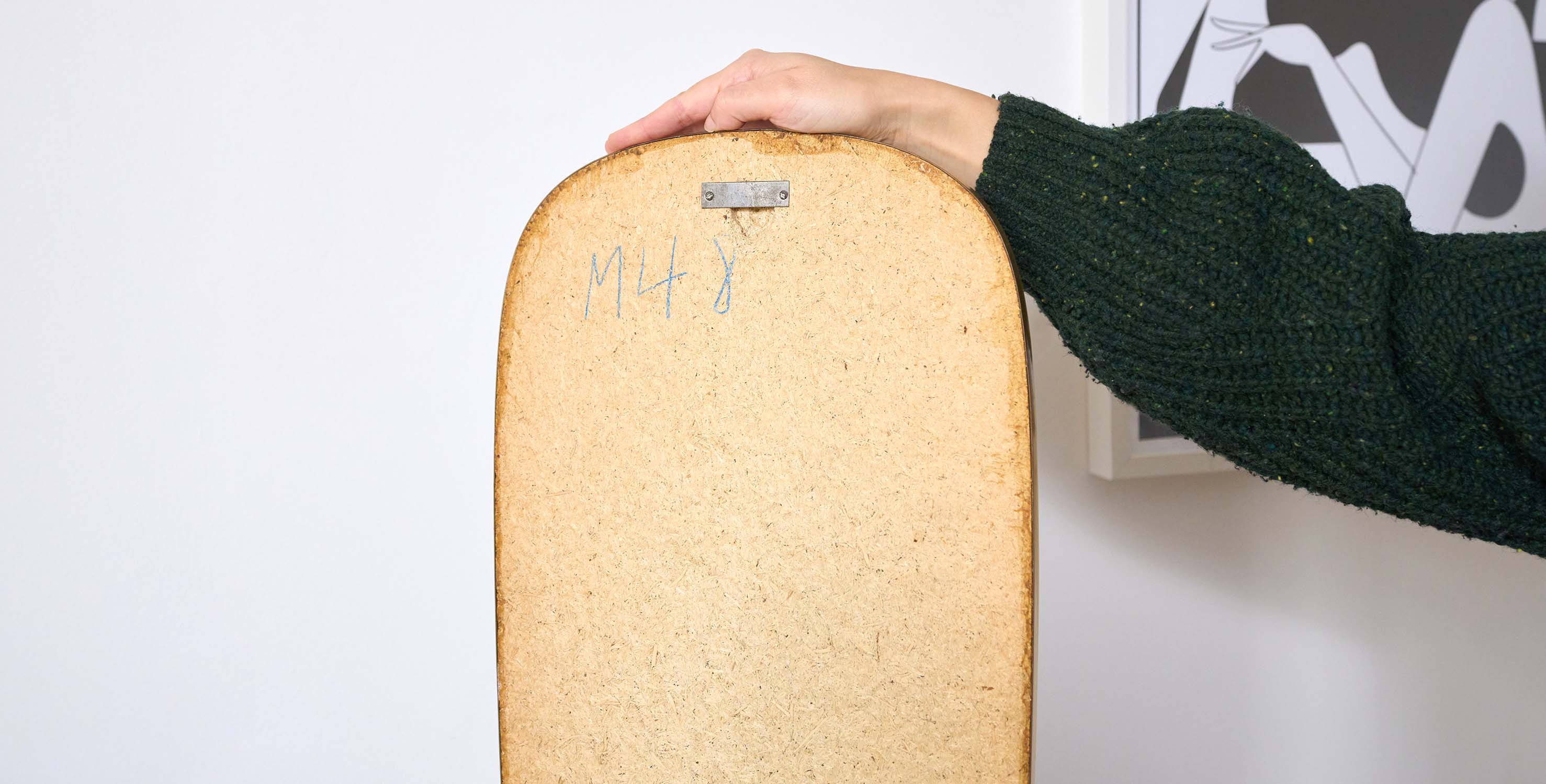 Vintage brass mirror, H78cm