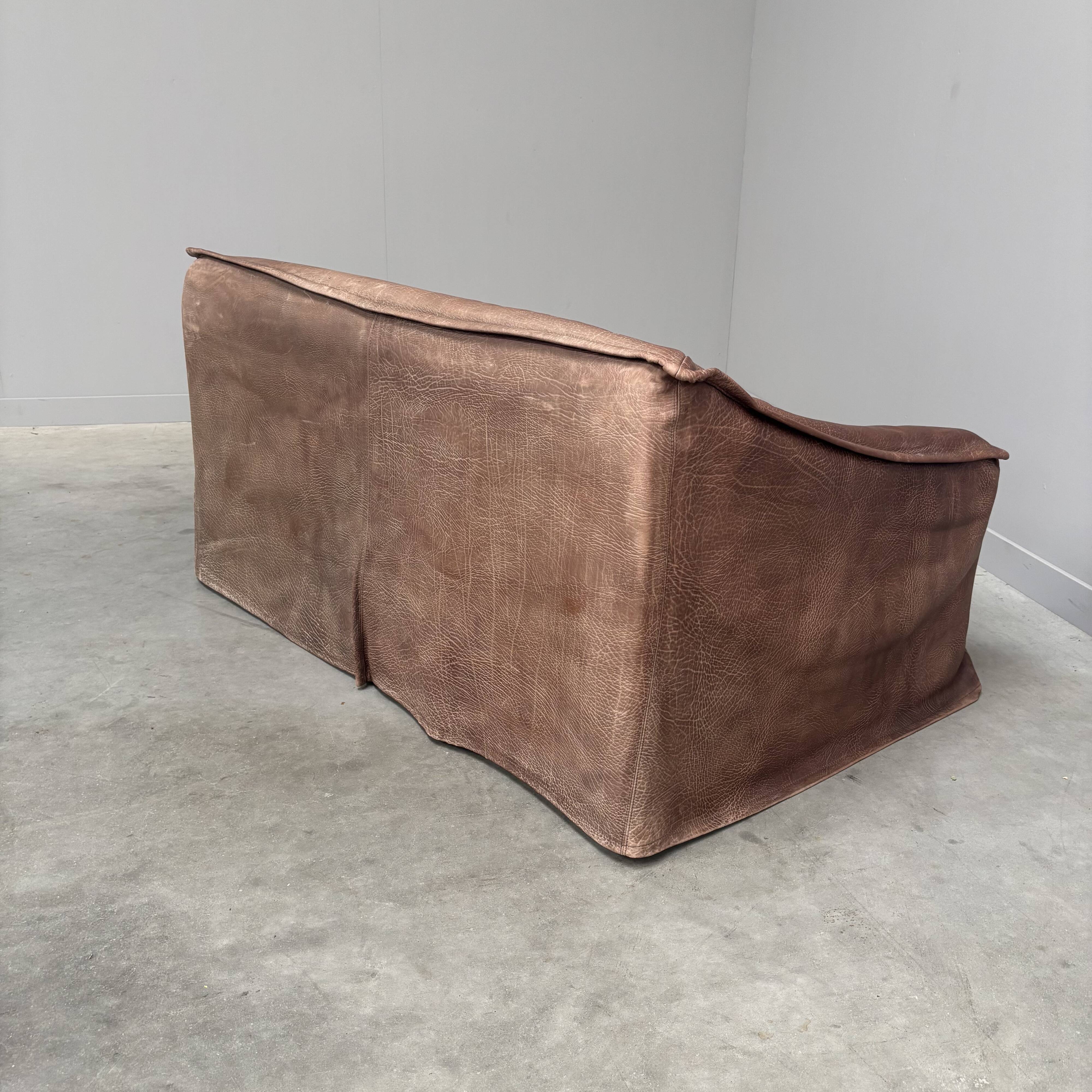Vintage leather 2 seat sofa by Lesser, 1970s (1 of 2)