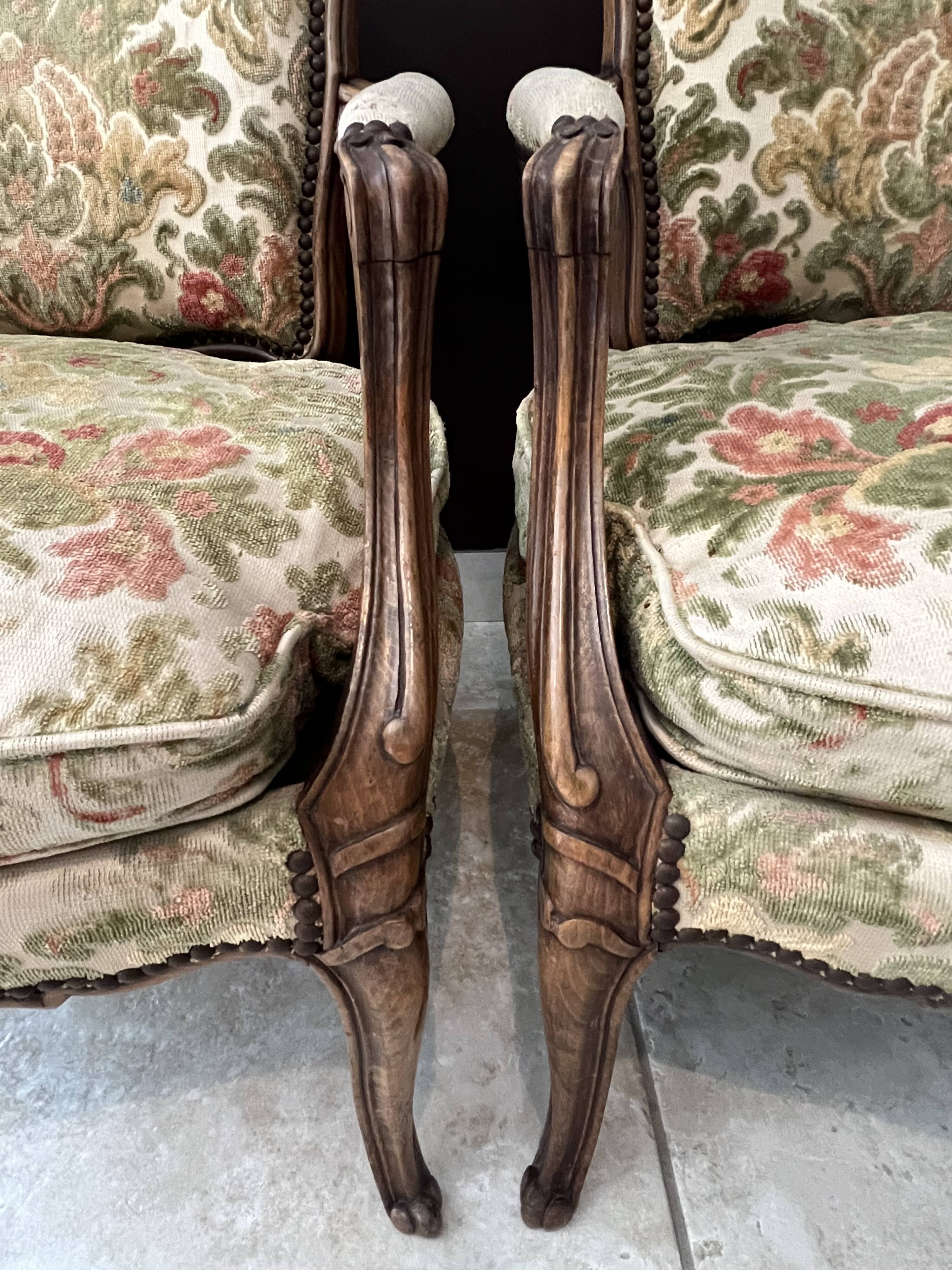 Pair of convertible armchairs, Lous XV style bergères