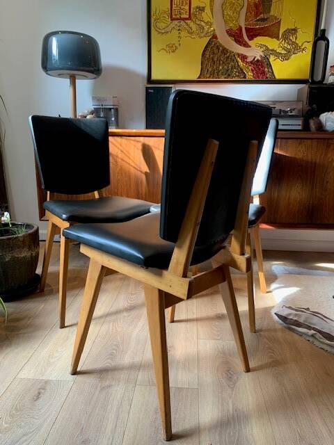 Set of 4 vintage Scandinavian compass chairs from the 70s/80s.