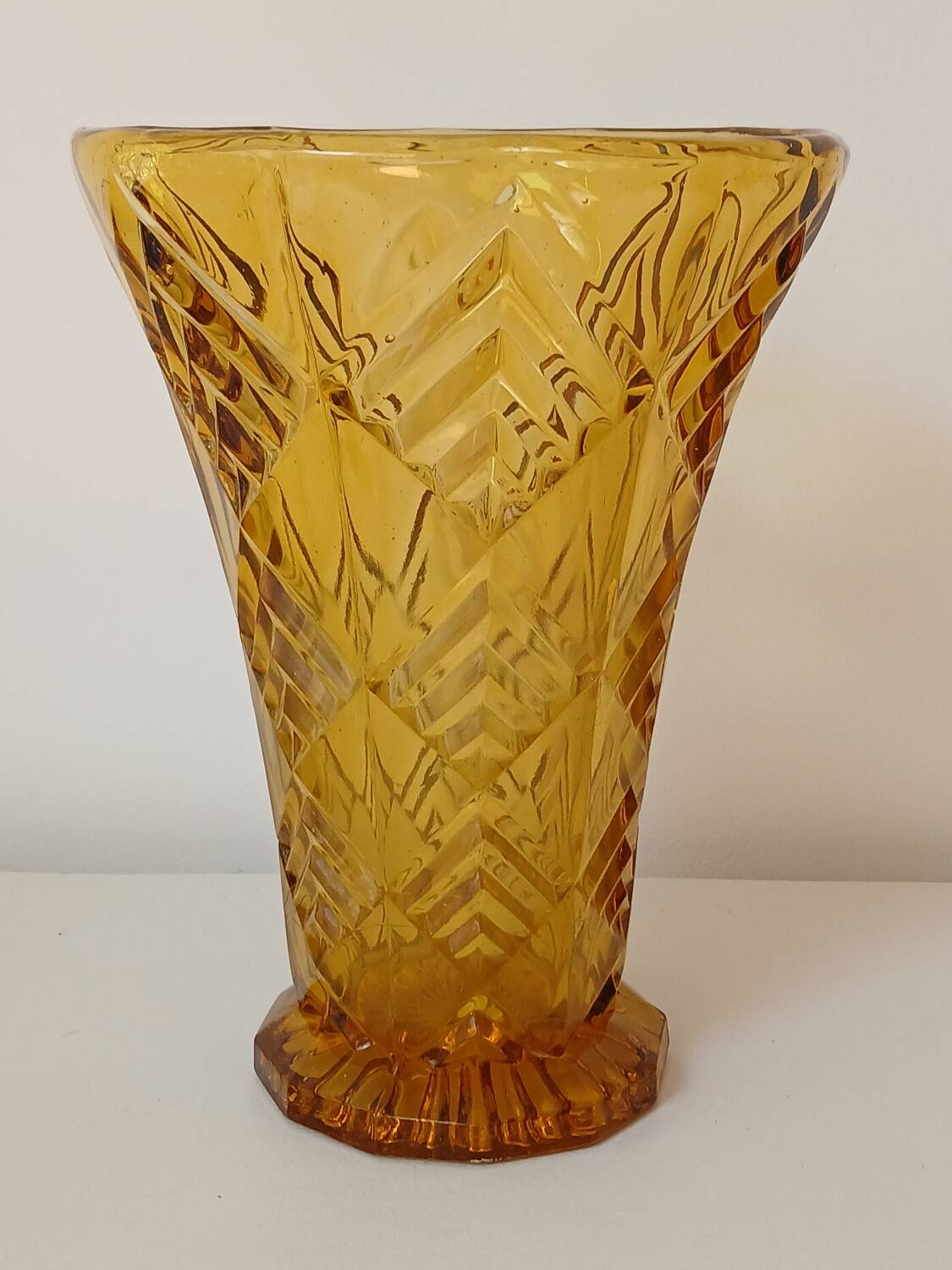 Amber yellow glass vase