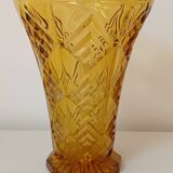 Amber yellow glass vase