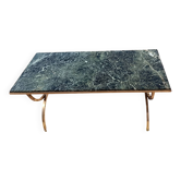 Vintage coffee table in green marble and brass in the style of Maison Jansen.