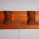 Rectangular pinewood wall lamp with bur wood veneer shades