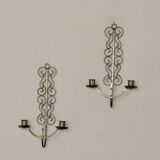 Pair of Mid Century Swedish Pewter Sconces