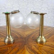 20th-Century Candleholders with Glass Shades, 1950s, Set of 2