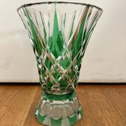 Flared crystal vase in green Saint-Louis France