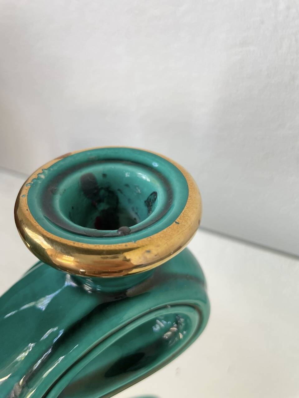 Vallauris green ceramic candle holder
