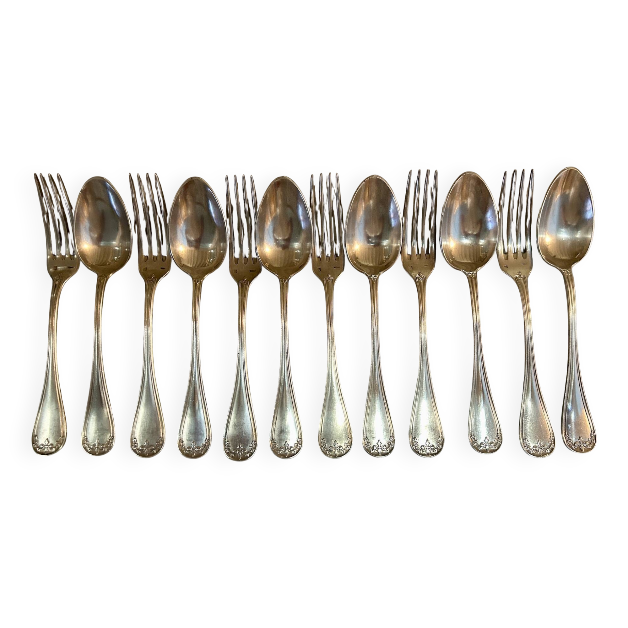 12 old Ercuis silver-plated cutlery sets