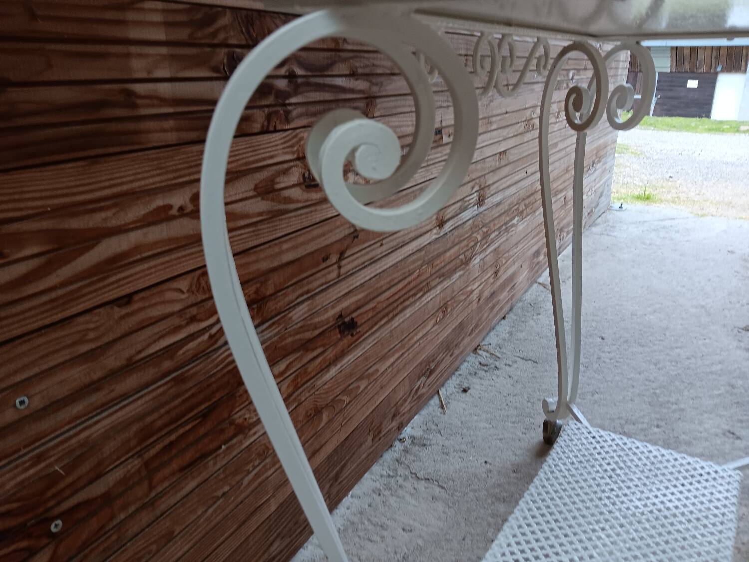 Vintage white wooden serving trolley