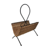 Rattan and black lacquered metal magazine racks