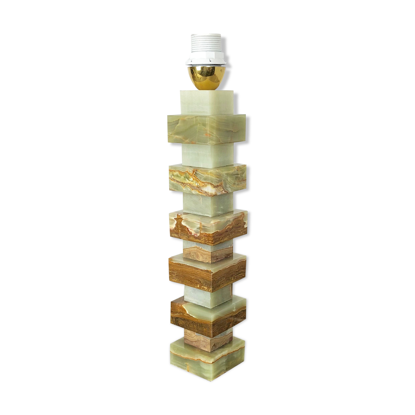 Vintage Hollywood Regency Onyx Marble Light Base Table Light, Italy, 1970s