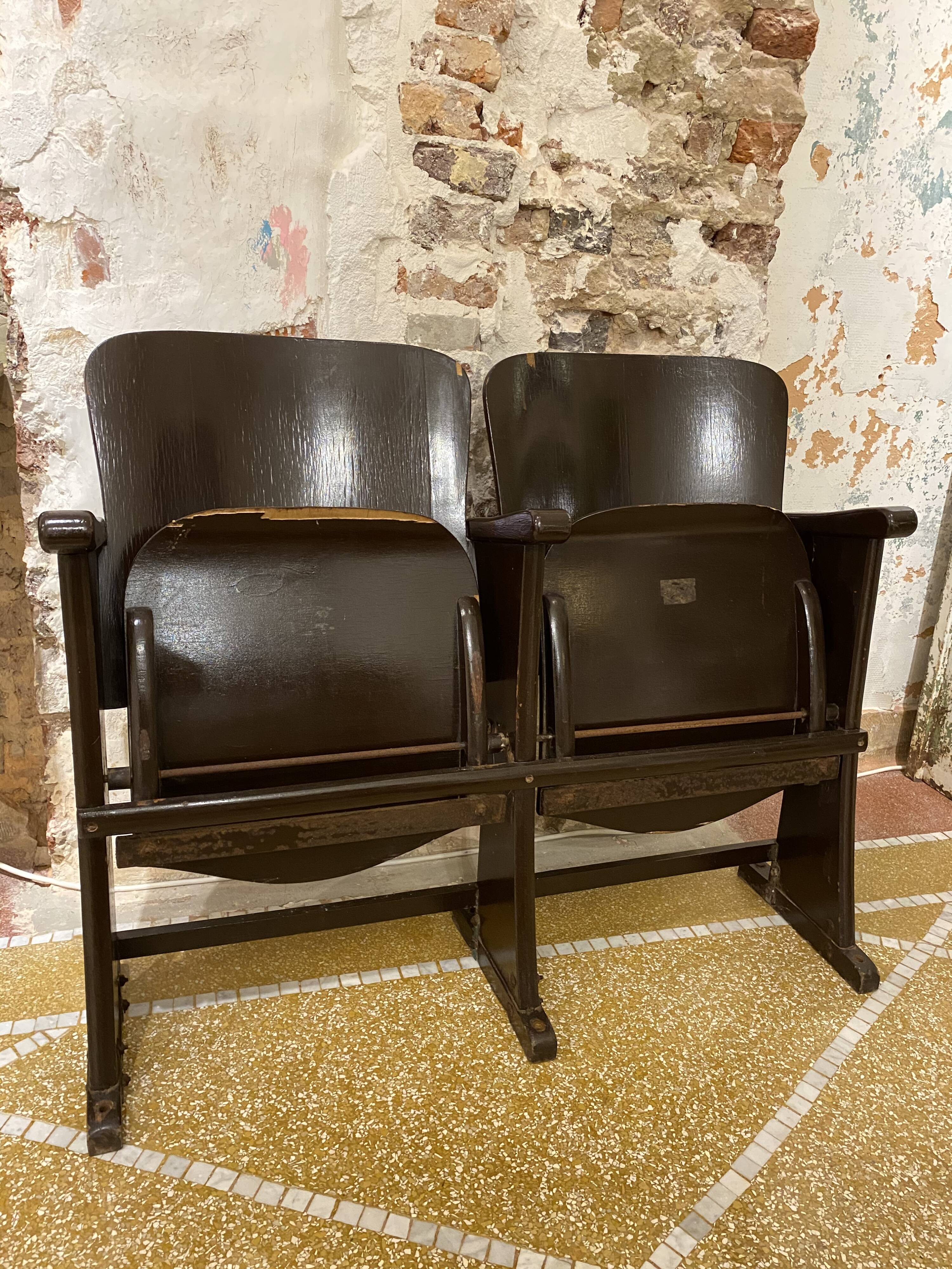 Double wooden cinema seats
