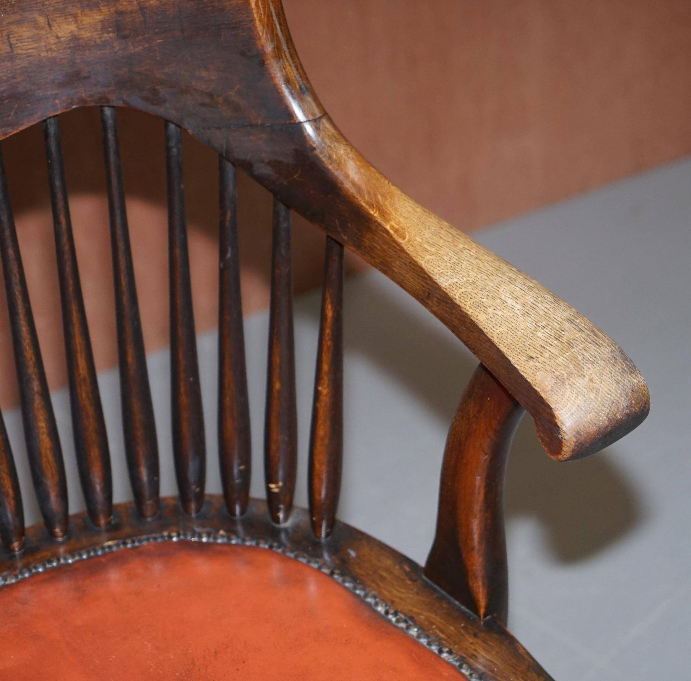 Chaise de capitaine anglaise antique édouardienne en chêne Ralph Johnson
