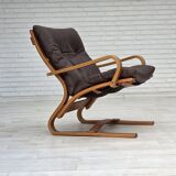 1970s, Danish armchair by Komfort, furniture leather, canvas, bent wood.