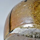 Old stoneware oil jar, glazed and enamelled, 2 handles