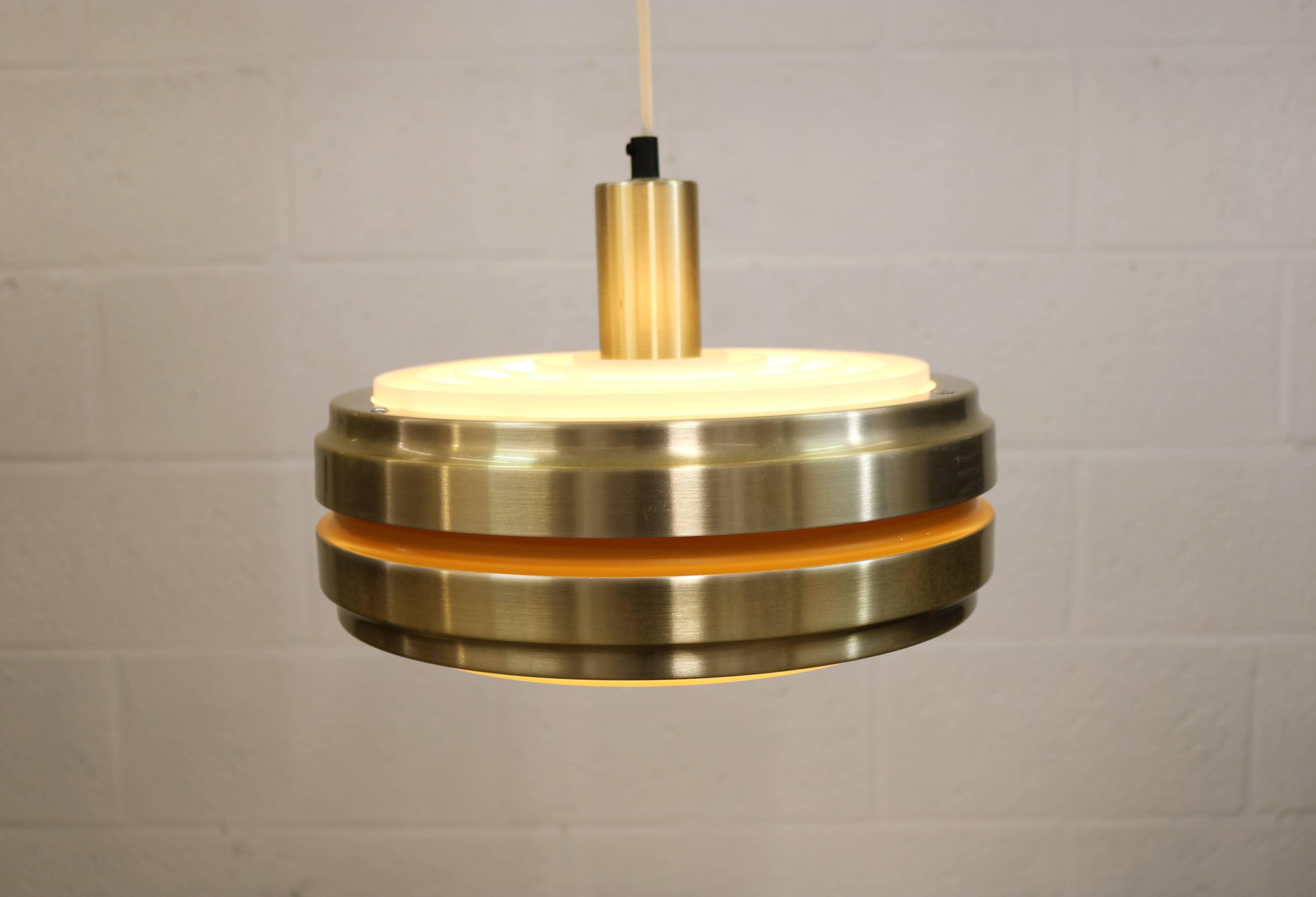 Golden vintage brass lamp: 1970s Scandinavian Mid-Century Modern