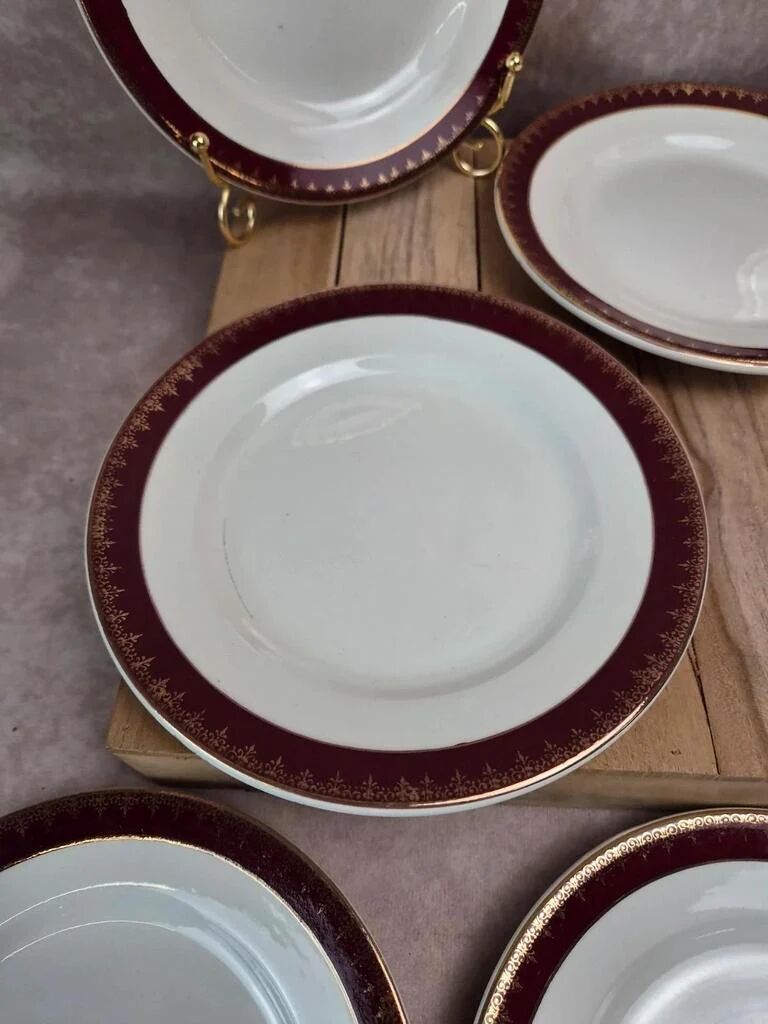 Lot de 12 assiettes à dessert Digoin Sarreguemines « rubis »