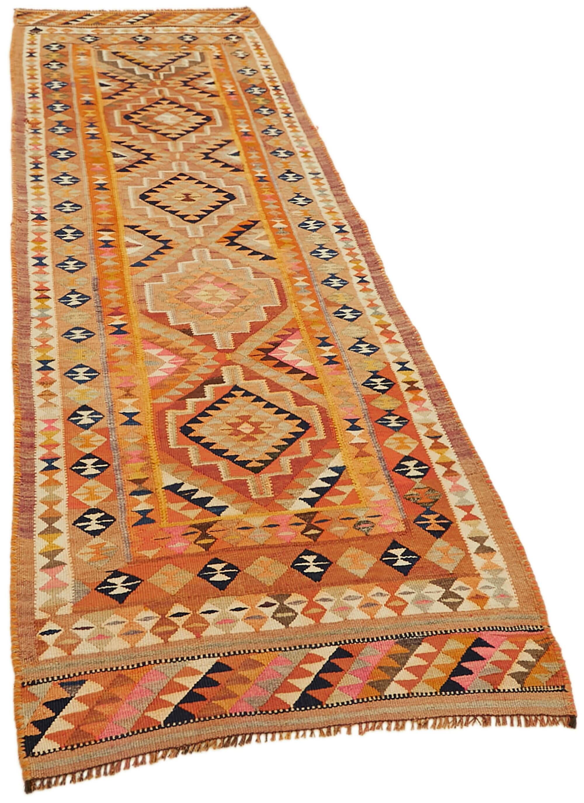 Turkish Handwoven Vintage Herki Kilim 97 cm x 307 cm