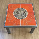 Coffee table end of sofa Roger Capron and Jean Derval ceramic 70s sun model