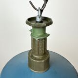 Industrial Blue Enamel Factory Pendant Lamp with Cast Aluminium Top, 1960s
