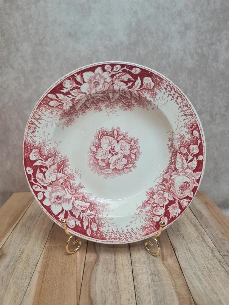 Hollow plate Terre de Fer Sarreguemines model Jardinière red