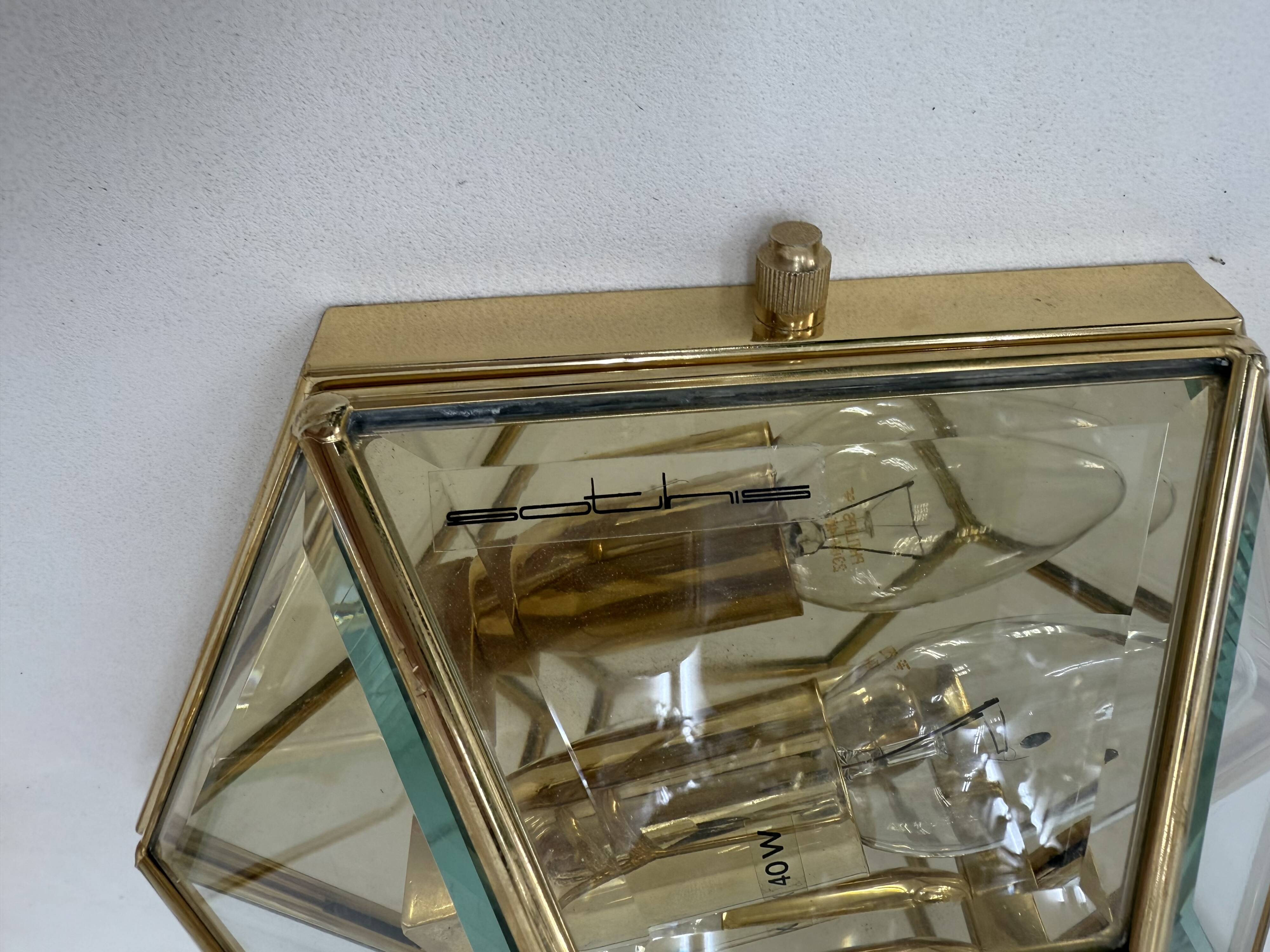 Set of 2 hexagonal wall lamps by Sothis, Italy 1980s