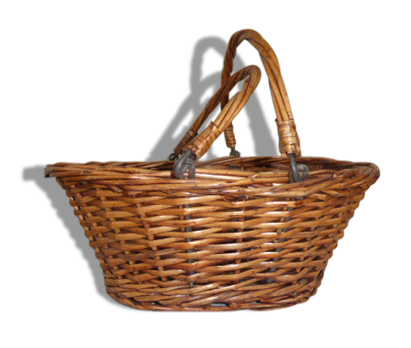 Joli petit panier avec anses, osier tressé vintage — Beyit