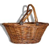 Joli petit panier avec anses, osier tressé vintage