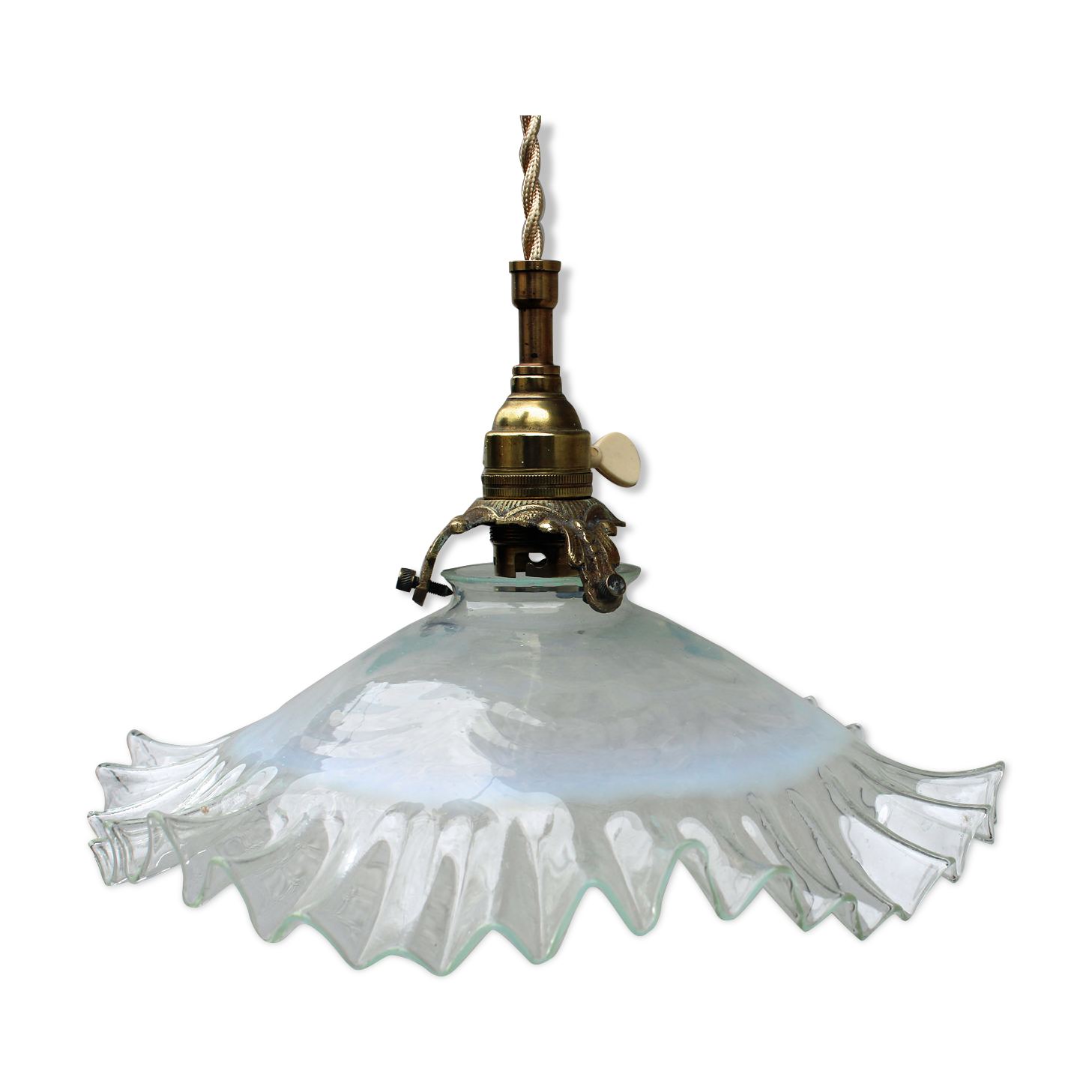 Walking suspension in blue and transparent nted opaline