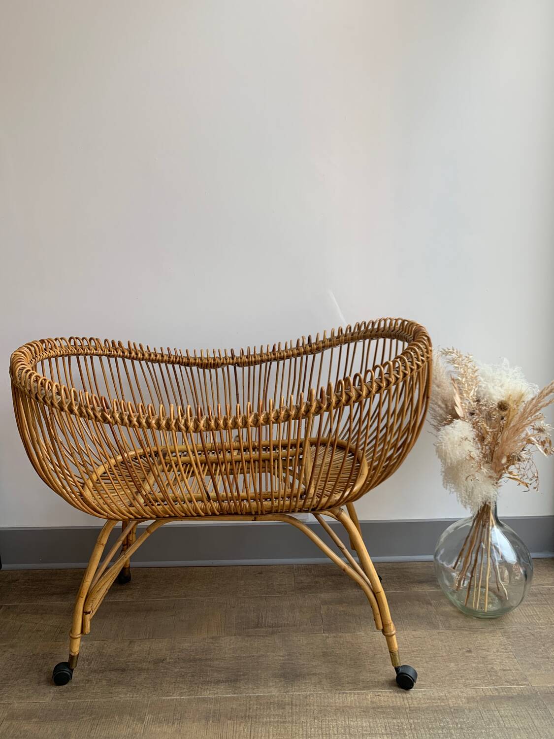 Vintage rattan moses cradle