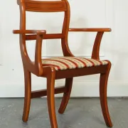 Vintage Yew Wood Dining Chairs, Set of 8