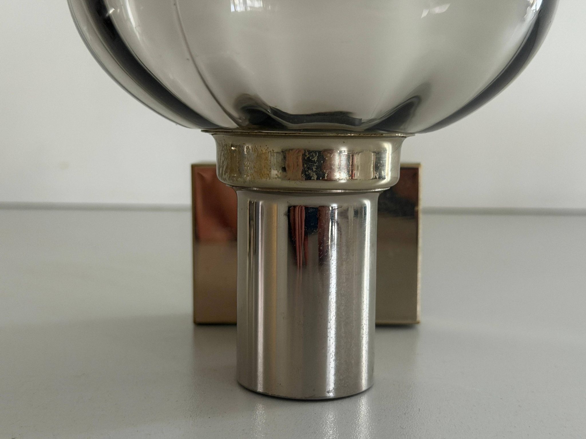 Set of 3 grey glass and chrome wall lights from the mid-century by N Leuchten, 1960s, Germany.