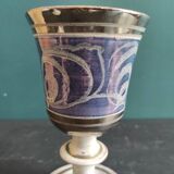 Set of 2 large ceramic glasses in blue and silver
