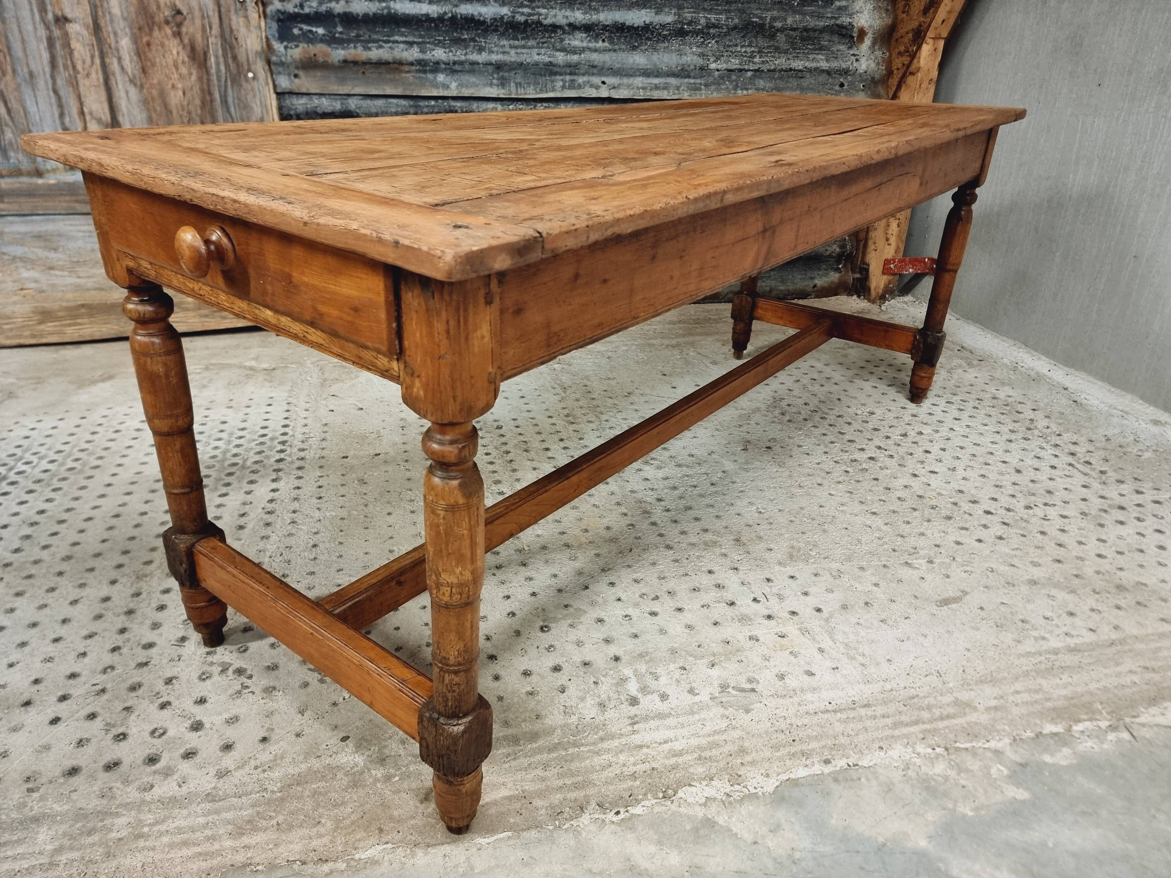 Antique French table farm dining table 19th century 73 x 201 cm